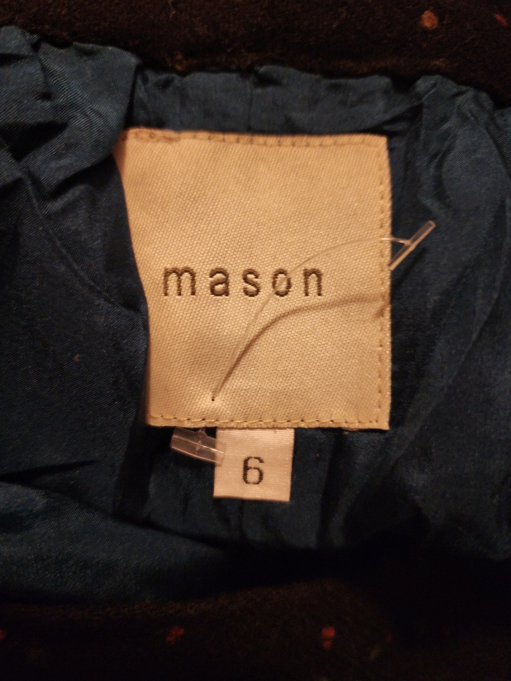 Mason by Michelle Mason Wool Silk Speckled Button Front Mini Skirt, Size 6 - Picture 4 of 5